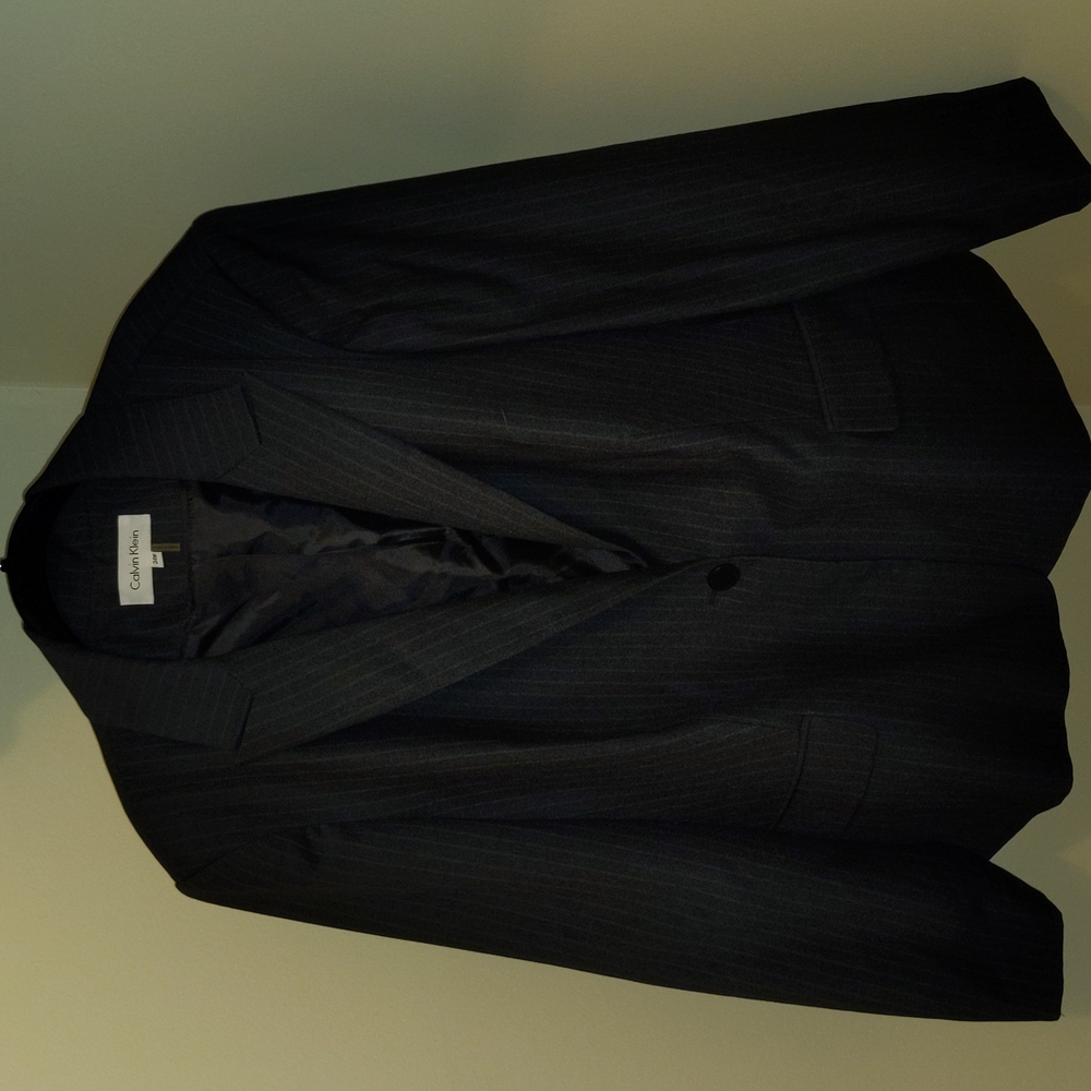 Navy/black pin stripped suit